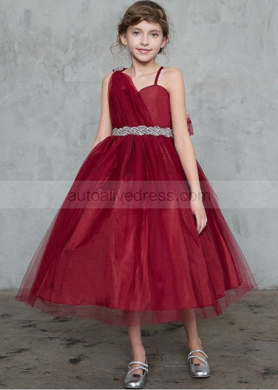 Tulle Flower Girl Dress With Beaded Sash